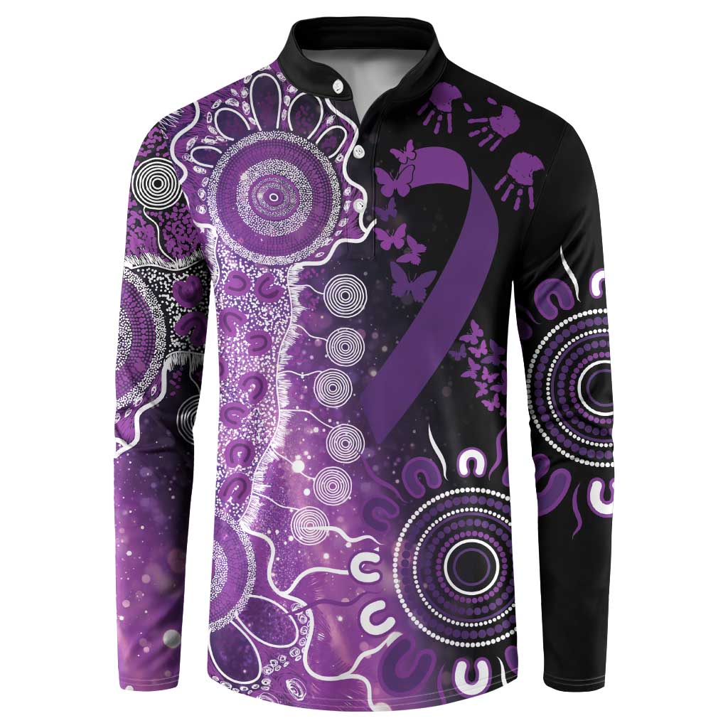 Domestic Violence Awareness Personalised Button Sweatshirt Aboriginal Ribbon Dot Painting
