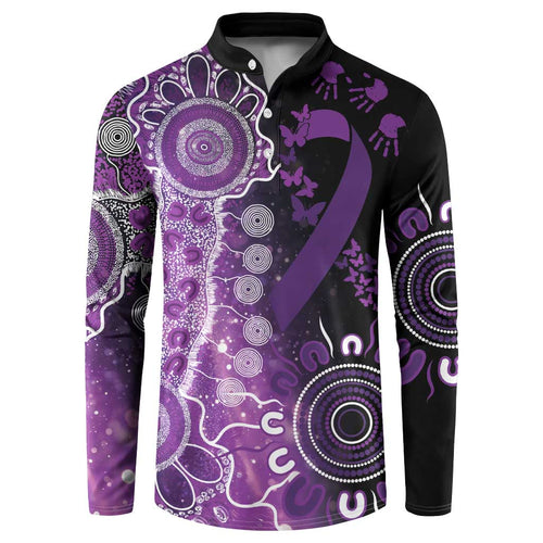 Domestic Violence Awareness Personalised Button Sweatshirt Aboriginal Ribbon Dot Painting