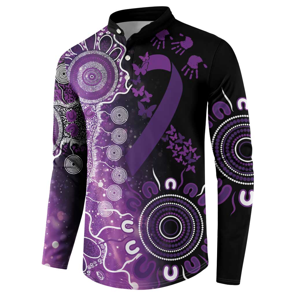 Domestic Violence Awareness Personalised Button Sweatshirt Aboriginal Ribbon Dot Painting