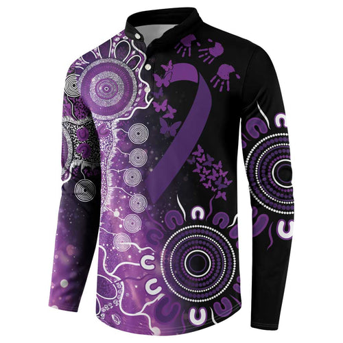 Domestic Violence Awareness Personalised Button Sweatshirt Aboriginal Ribbon Dot Painting