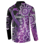 Domestic Violence Awareness Personalised Button Sweatshirt Aboriginal Ribbon Dot Painting