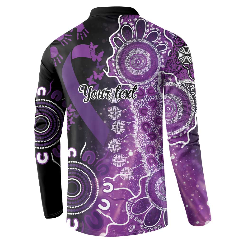 Domestic Violence Awareness Personalised Button Sweatshirt Aboriginal Ribbon Dot Painting