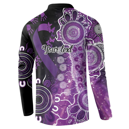 Domestic Violence Awareness Personalised Button Sweatshirt Aboriginal Ribbon Dot Painting