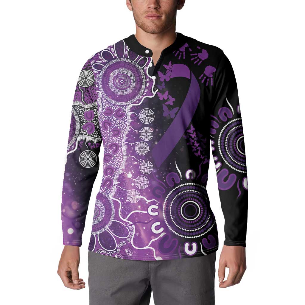 Domestic Violence Awareness Personalised Button Sweatshirt Aboriginal Ribbon Dot Painting
