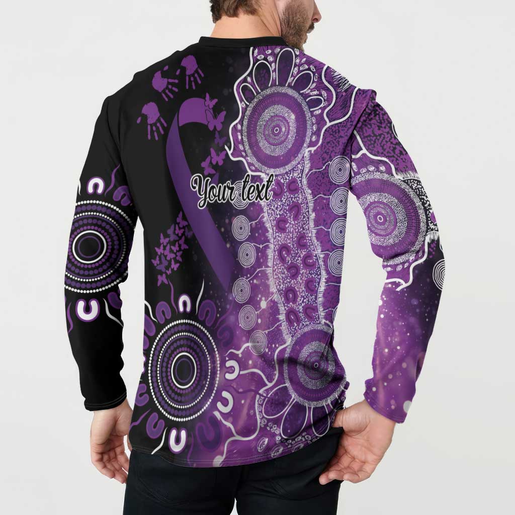 Domestic Violence Awareness Personalised Button Sweatshirt Aboriginal Ribbon Dot Painting