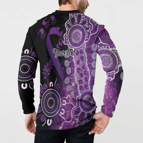 Domestic Violence Awareness Personalised Button Sweatshirt Aboriginal Ribbon Dot Painting