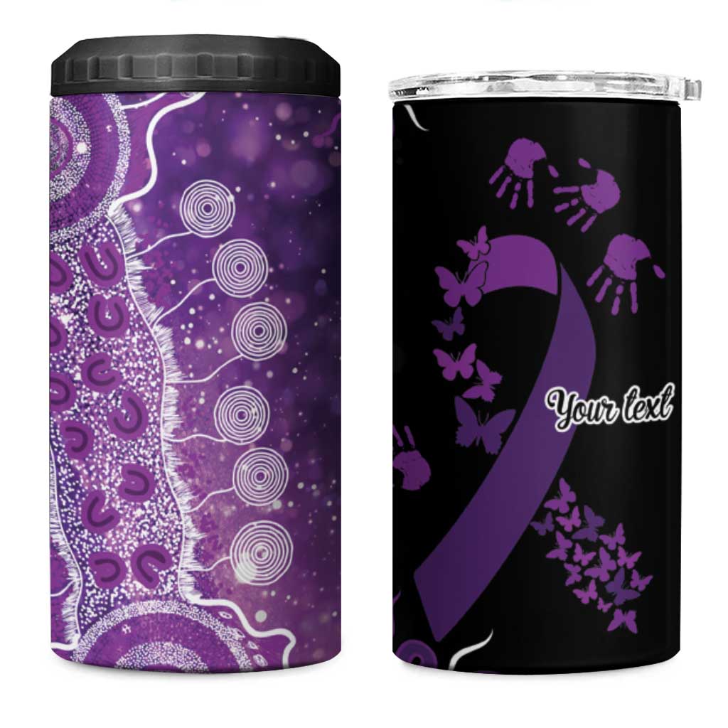 Domestic Violence Awareness Personalised 4 in 1 Can Cooler Tumbler Aboriginal Ribbon Dot Painting