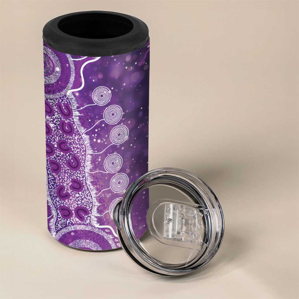 Domestic Violence Awareness Personalised 4 in 1 Can Cooler Tumbler Aboriginal Ribbon Dot Painting