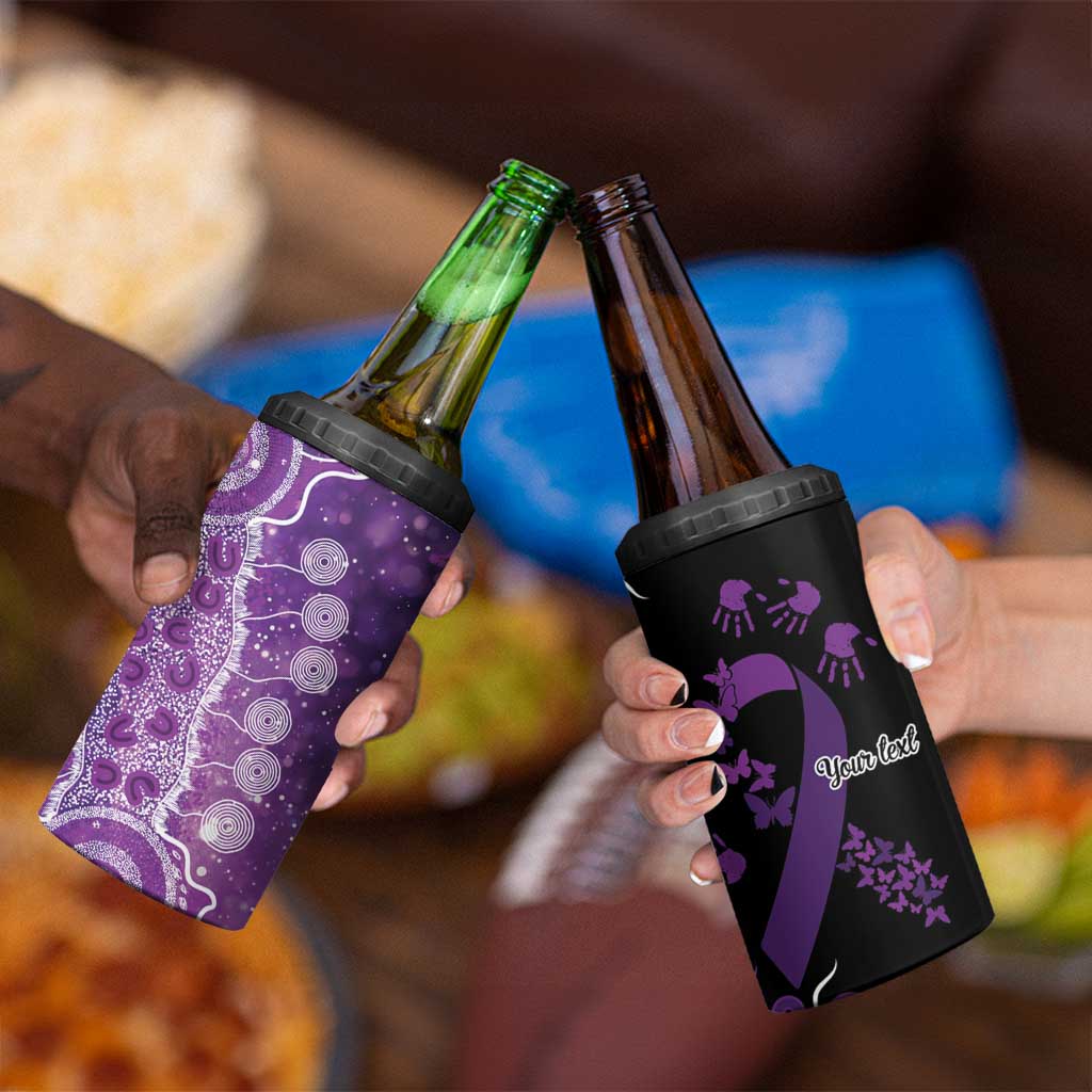 Domestic Violence Awareness Personalised 4 in 1 Can Cooler Tumbler Aboriginal Ribbon Dot Painting