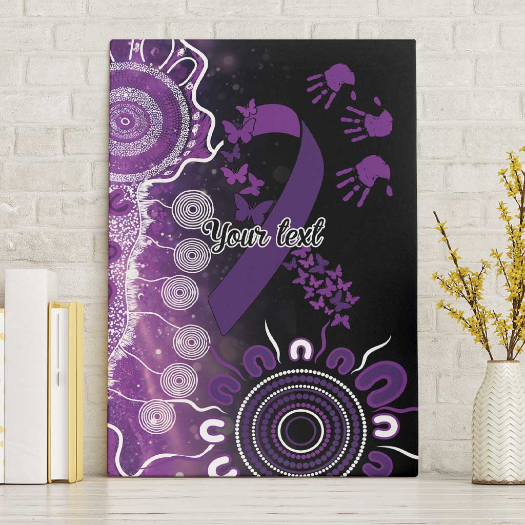 Domestic Violence Awareness Personalised Canvas Wall Art Aboriginal Ribbon Dot Painting