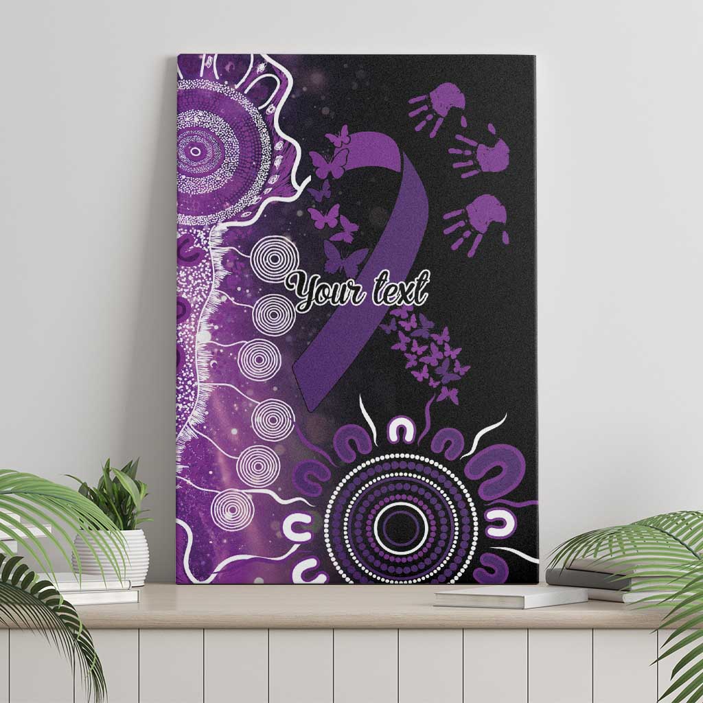 Domestic Violence Awareness Personalised Canvas Wall Art Aboriginal Ribbon Dot Painting