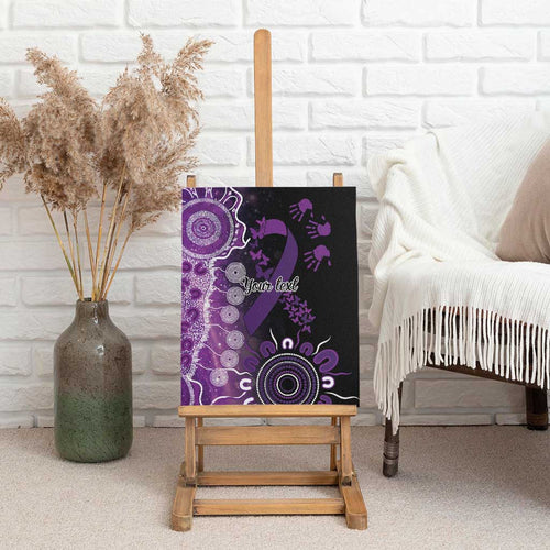 Domestic Violence Awareness Personalised Canvas Wall Art Aboriginal Ribbon Dot Painting
