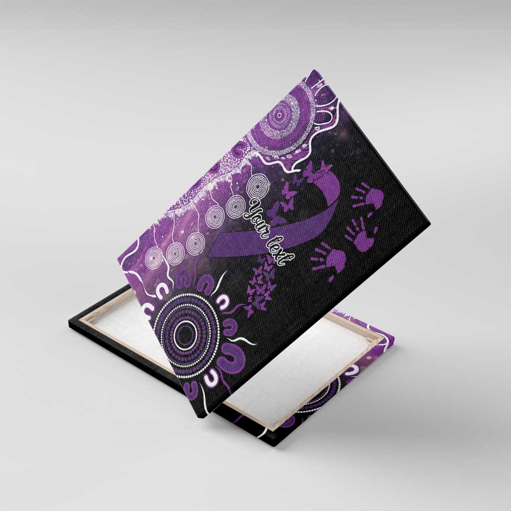 Domestic Violence Awareness Personalised Canvas Wall Art Aboriginal Ribbon Dot Painting