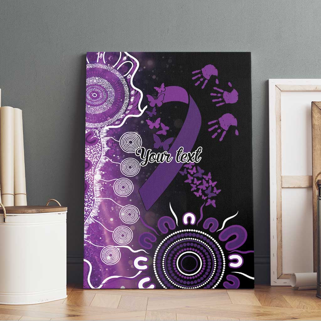 Domestic Violence Awareness Personalised Canvas Wall Art Aboriginal Ribbon Dot Painting
