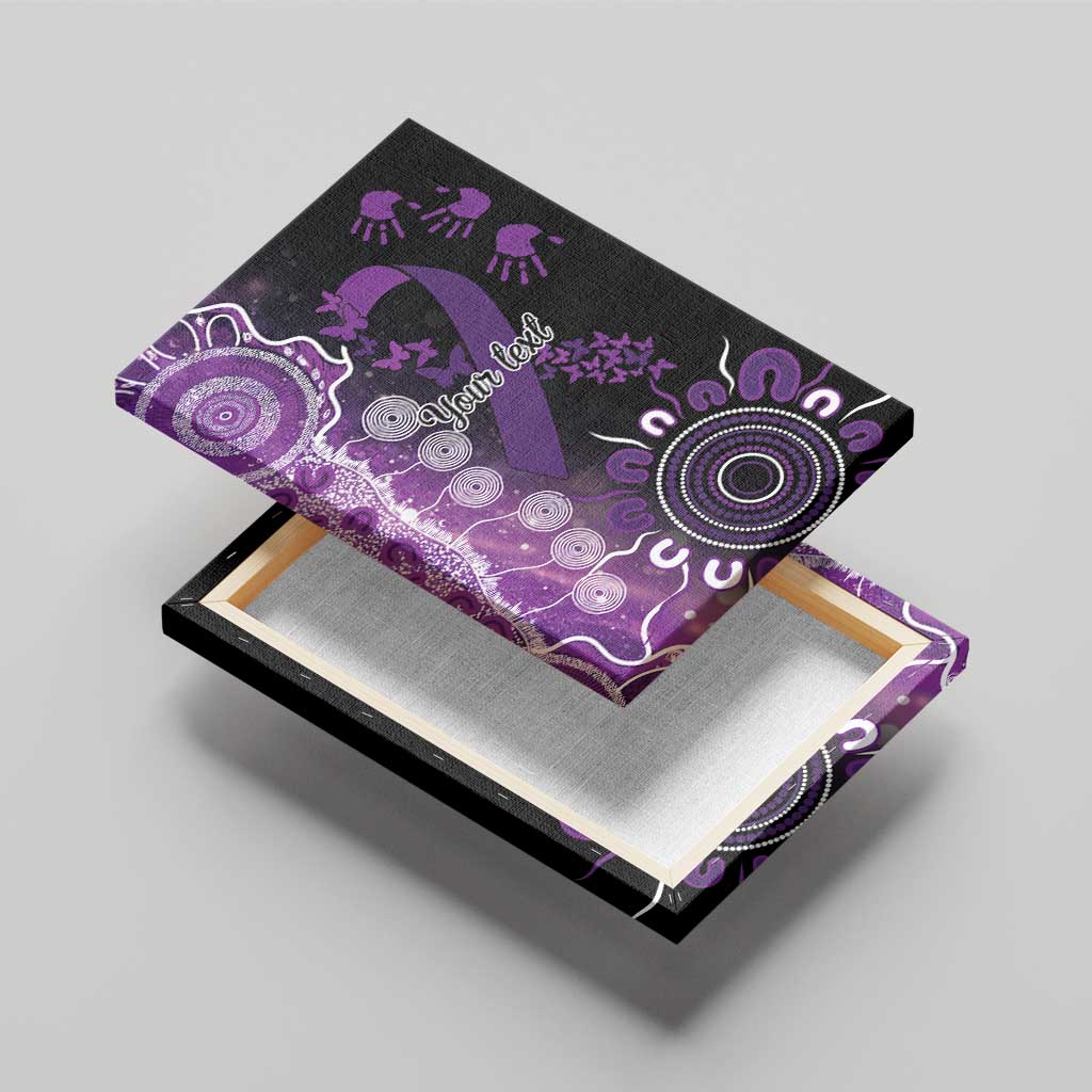 Domestic Violence Awareness Personalised Canvas Wall Art Aboriginal Ribbon Dot Painting