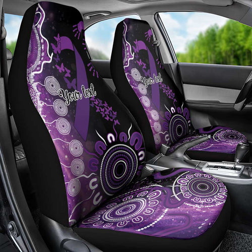 Domestic Violence Awareness Personalised Car Seat Cover Aboriginal Ribbon Dot Painting