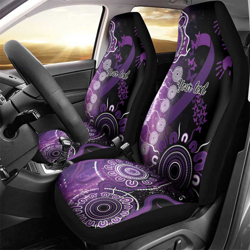 Domestic Violence Awareness Personalised Car Seat Cover Aboriginal Ribbon Dot Painting