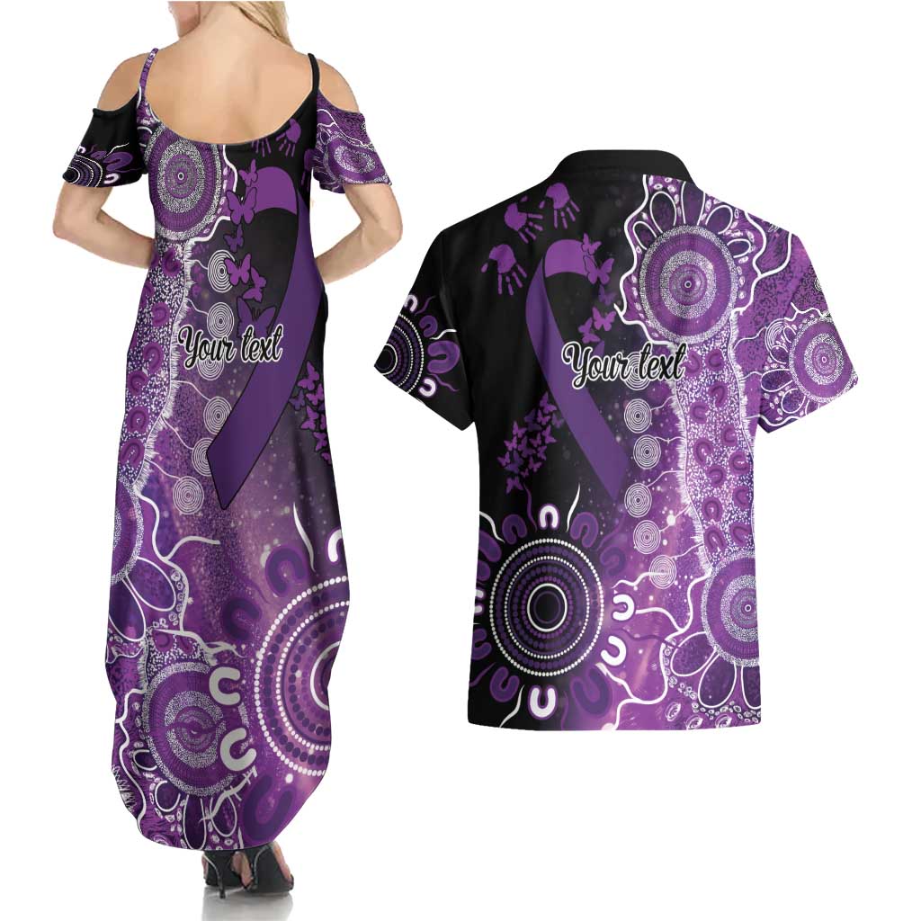 Domestic Violence Awareness Personalised Couples Matching Summer Maxi Dress and Hawaiian Shirt Aboriginal Ribbon Dot Painting