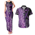 Domestic Violence Awareness Personalised Couples Matching Tank Maxi Dress and Hawaiian Shirt Aboriginal Ribbon Dot Painting