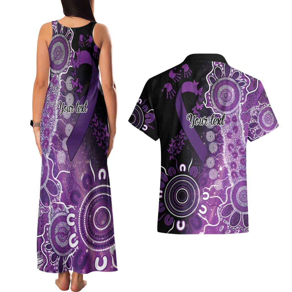 Domestic Violence Awareness Personalised Couples Matching Tank Maxi Dress and Hawaiian Shirt Aboriginal Ribbon Dot Painting