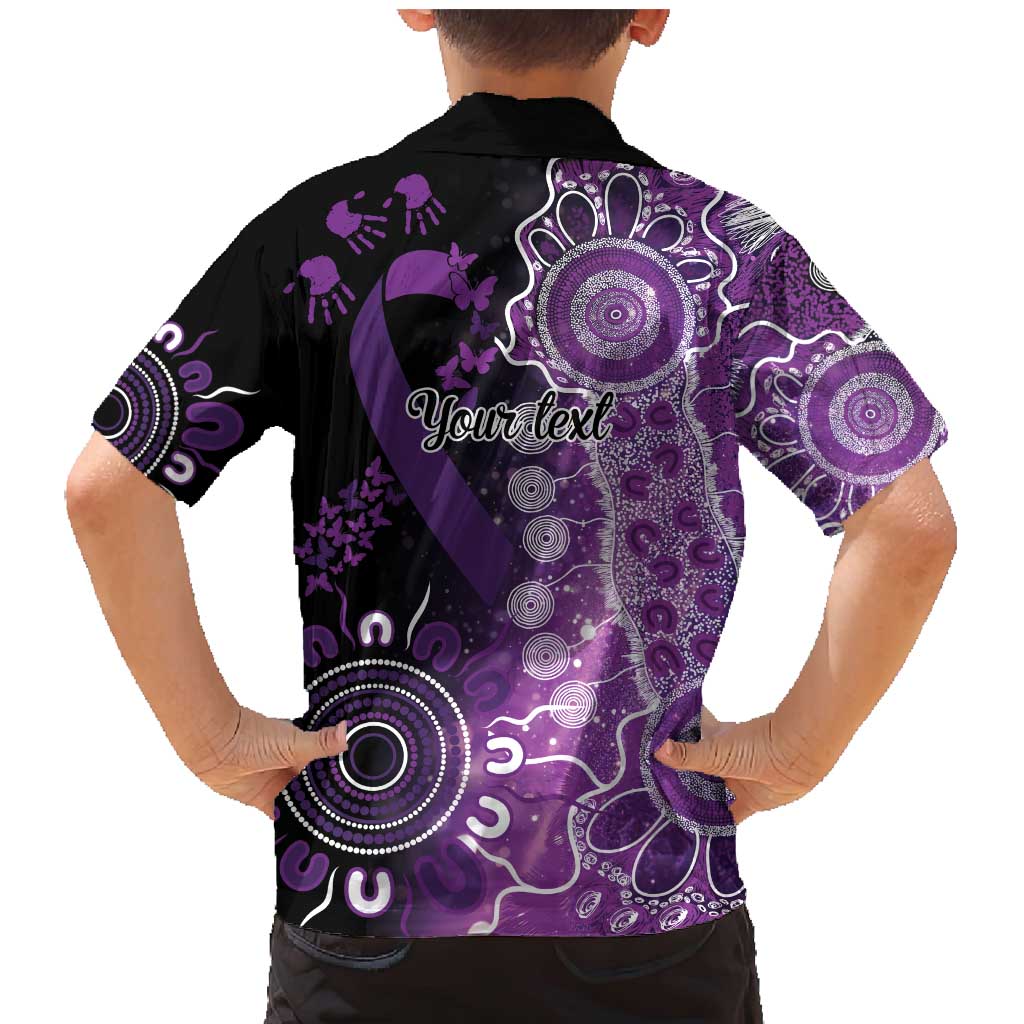 Domestic Violence Awareness Personalised Family Matching Mermaid Dress and Hawaiian Shirt Aboriginal Ribbon Dot Painting