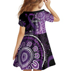 Domestic Violence Awareness Personalised Family Matching Mermaid Dress and Hawaiian Shirt Aboriginal Ribbon Dot Painting