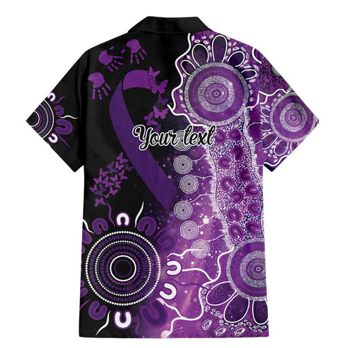 Domestic Violence Awareness Personalised Family Matching Mermaid Dress and Hawaiian Shirt Aboriginal Ribbon Dot Painting