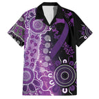 Domestic Violence Awareness Personalised Family Matching Off The Shoulder Long Sleeve Dress and Hawaiian Shirt Aboriginal Ribbon Dot Painting