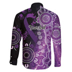 Domestic Violence Awareness Personalised Family Matching Off The Shoulder Long Sleeve Dress and Hawaiian Shirt Aboriginal Ribbon Dot Painting
