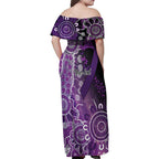 Domestic Violence Awareness Personalised Family Matching Off Shoulder Maxi Dress and Hawaiian Shirt Aboriginal Ribbon Dot Painting