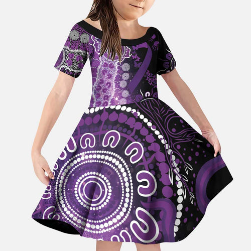 Domestic Violence Awareness Personalised Family Matching Puletasi and Hawaiian Shirt Aboriginal Ribbon Dot Painting