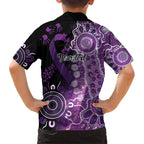 Domestic Violence Awareness Personalised Family Matching Short Sleeve Bodycon Dress and Hawaiian Shirt Aboriginal Ribbon Dot Painting