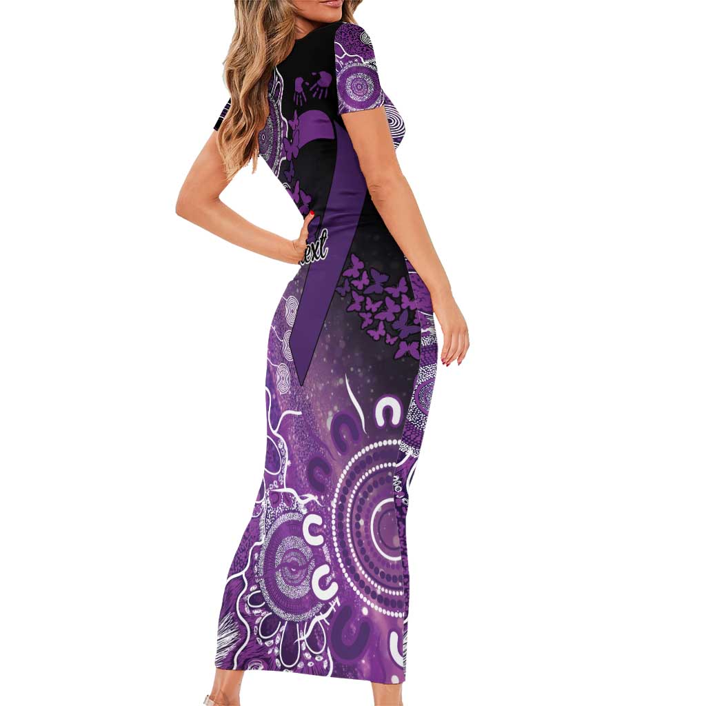 Domestic Violence Awareness Personalised Family Matching Short Sleeve Bodycon Dress and Hawaiian Shirt Aboriginal Ribbon Dot Painting