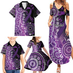 Domestic Violence Awareness Personalised Family Matching Summer Maxi Dress and Hawaiian Shirt Aboriginal Ribbon Dot Painting