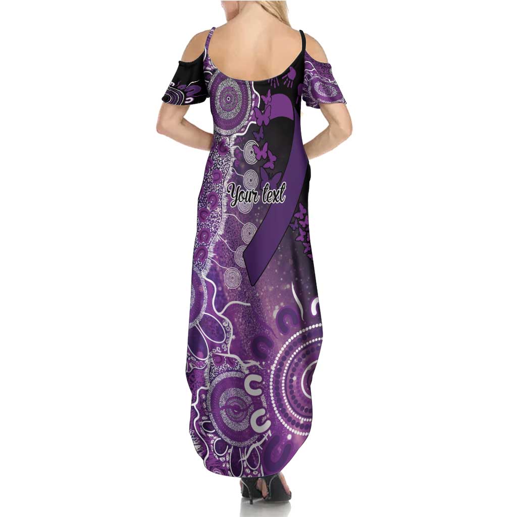 Domestic Violence Awareness Personalised Family Matching Summer Maxi Dress and Hawaiian Shirt Aboriginal Ribbon Dot Painting