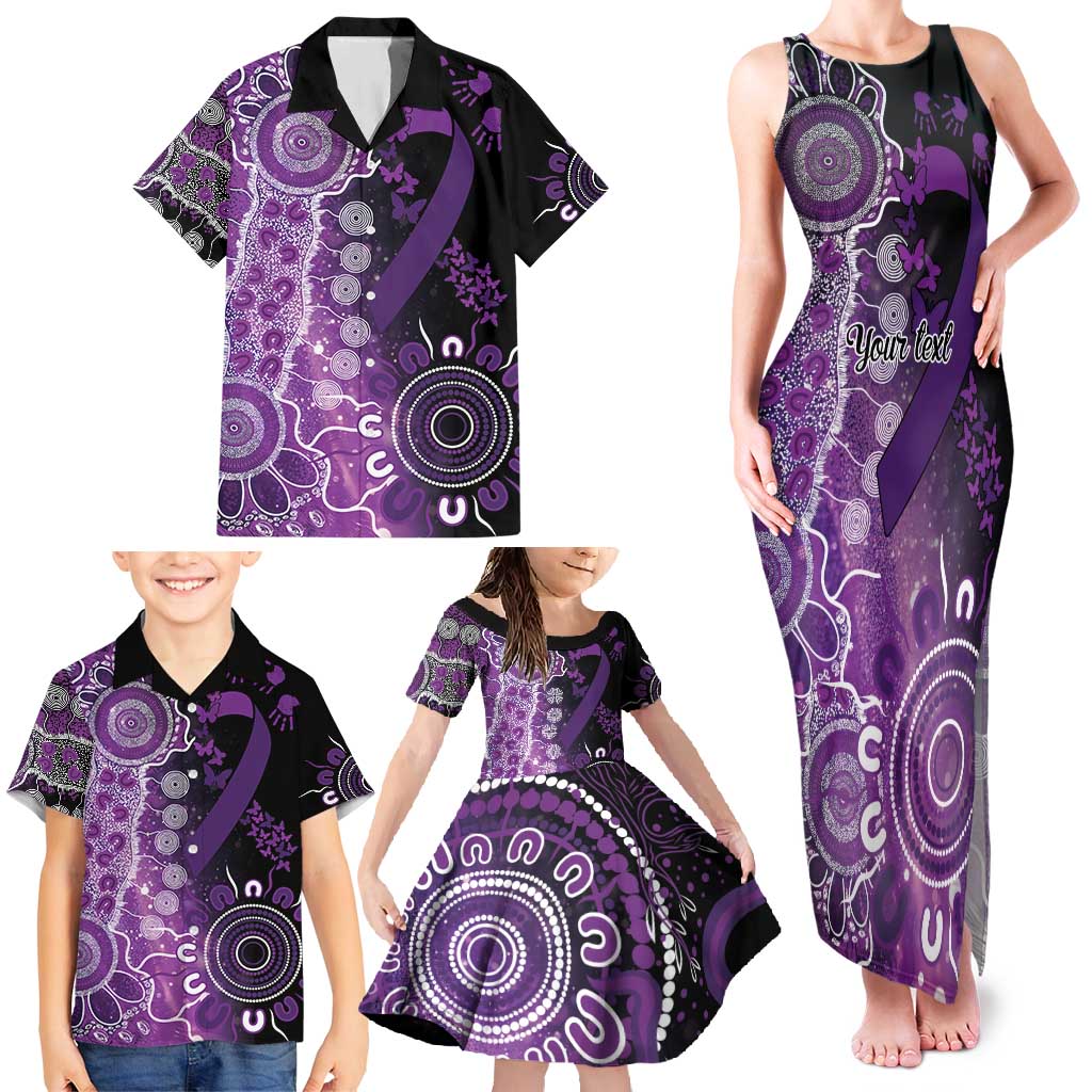 Domestic Violence Awareness Personalised Family Matching Tank Maxi Dress and Hawaiian Shirt Aboriginal Ribbon Dot Painting