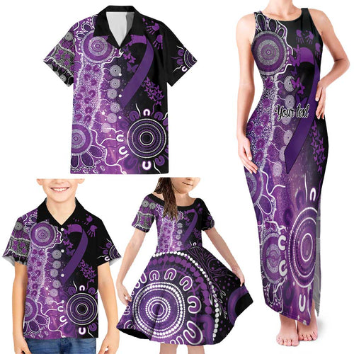 Domestic Violence Awareness Personalised Family Matching Tank Maxi Dress and Hawaiian Shirt Aboriginal Ribbon Dot Painting