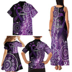 Domestic Violence Awareness Personalised Family Matching Tank Maxi Dress and Hawaiian Shirt Aboriginal Ribbon Dot Painting