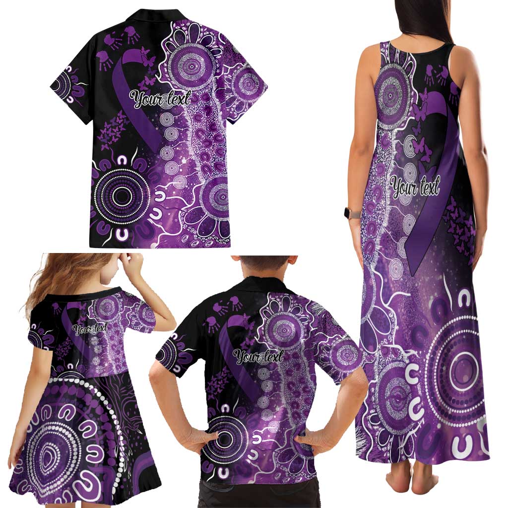 Domestic Violence Awareness Personalised Family Matching Tank Maxi Dress and Hawaiian Shirt Aboriginal Ribbon Dot Painting
