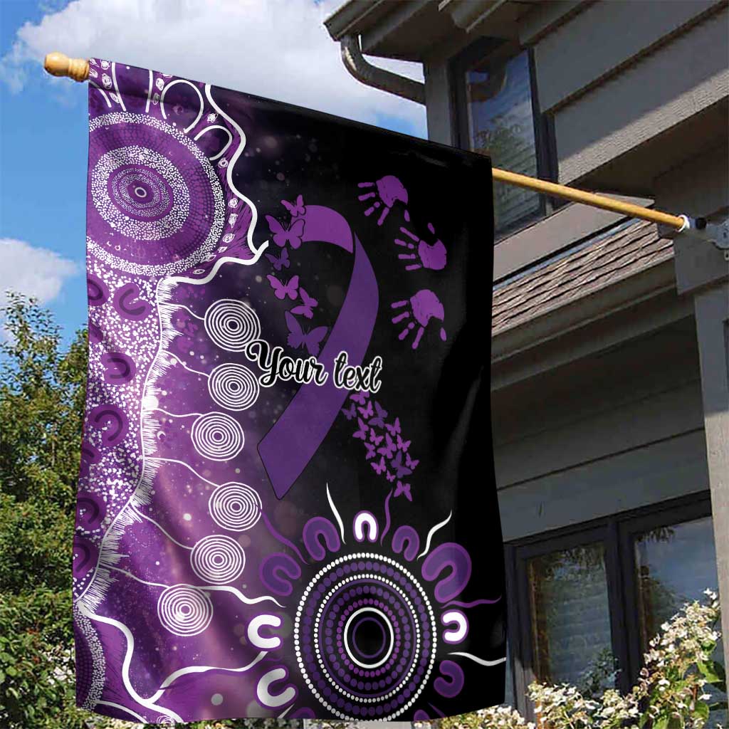Domestic Violence Awareness Personalised Garden Flag Aboriginal Ribbon Dot Painting