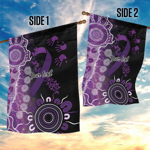 Domestic Violence Awareness Personalised Garden Flag Aboriginal Ribbon Dot Painting