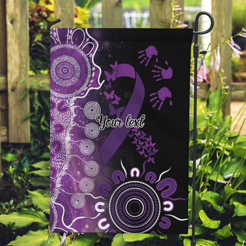 Domestic Violence Awareness Personalised Garden Flag Aboriginal Ribbon Dot Painting