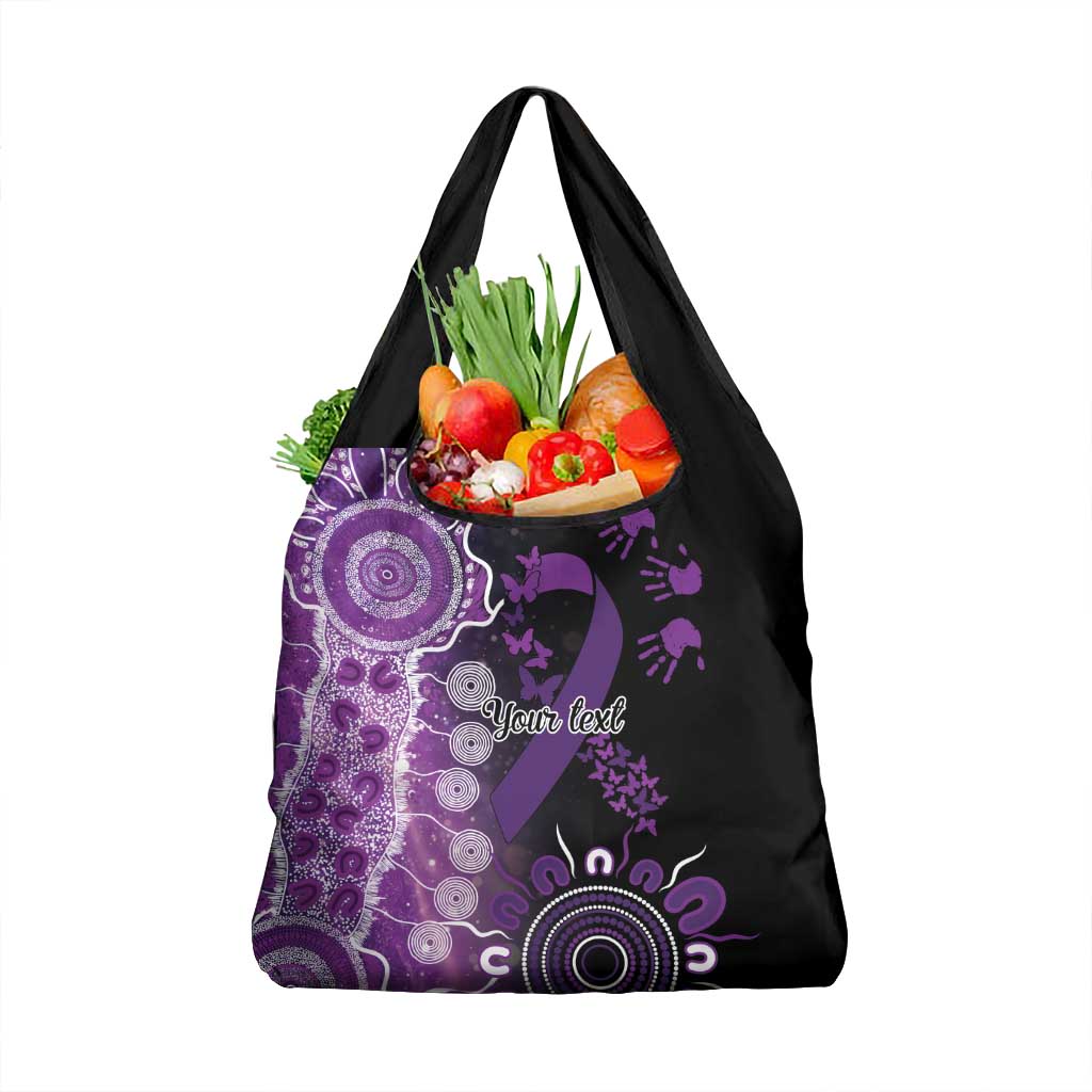 Domestic Violence Awareness Personalised Grocery Bag Aboriginal Ribbon Dot Painting
