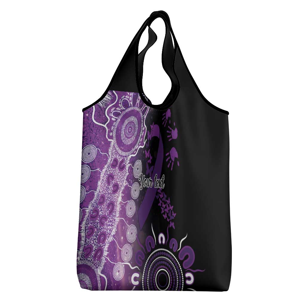 Domestic Violence Awareness Personalised Grocery Bag Aboriginal Ribbon Dot Painting