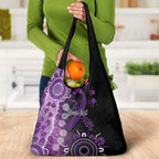 Domestic Violence Awareness Personalised Grocery Bag Aboriginal Ribbon Dot Painting