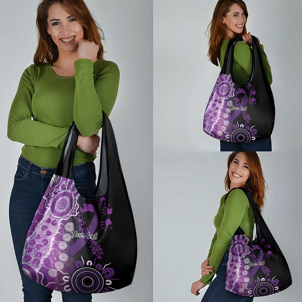 Domestic Violence Awareness Personalised Grocery Bag Aboriginal Ribbon Dot Painting