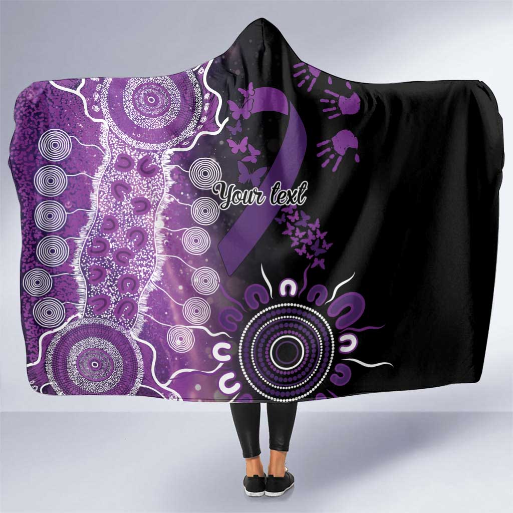 Domestic Violence Awareness Personalised Hooded Blanket Aboriginal Ribbon Dot Painting