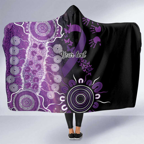 Domestic Violence Awareness Personalised Hooded Blanket Aboriginal Ribbon Dot Painting