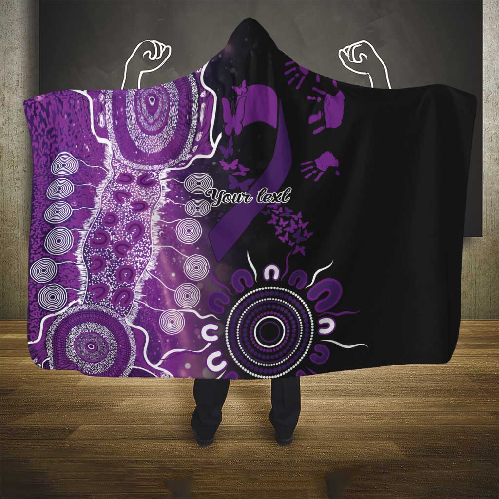 Domestic Violence Awareness Personalised Hooded Blanket Aboriginal Ribbon Dot Painting