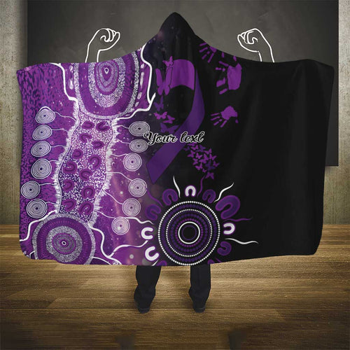 Domestic Violence Awareness Personalised Hooded Blanket Aboriginal Ribbon Dot Painting